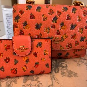 Pink Coach Klare Crossbody with matching wallet